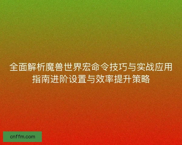 全面解析魔兽世界宏命令技巧与实战应用指南进阶设置与效率提升策略