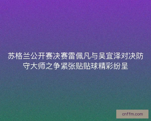苏格兰公开赛决赛雷佩凡与吴宜泽对决防守大师之争紧张贴贴球精彩纷呈