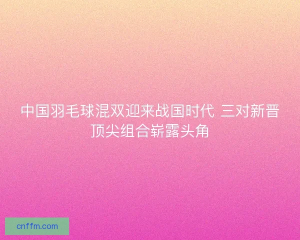 中国羽毛球混双迎来战国时代 三对新晋顶尖组合崭露头角