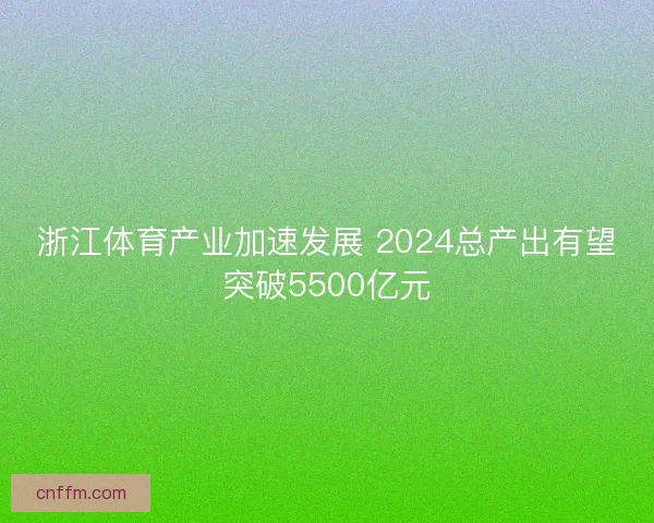 浙江体育产业加速发展 2024总产出有望突破5500亿元